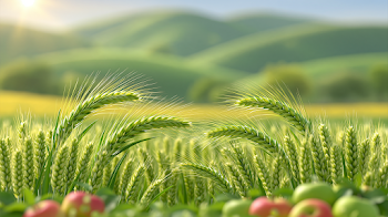Golden Wheat and Apple Orchards in Summer
