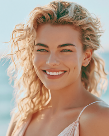 Joyful Beauty Portrait of a Young Woman in Summer Sundress
