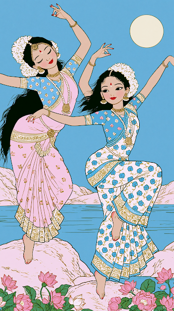 Joyful Dance of Tamil Village Girls Under Moonlight