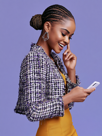 Joyful Young Black Woman in Fashion Portrait