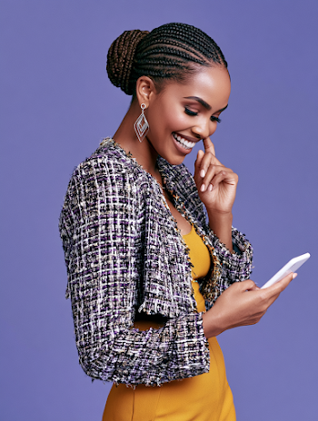 Joyful Young Black Woman in Stylish Fashion Portrait