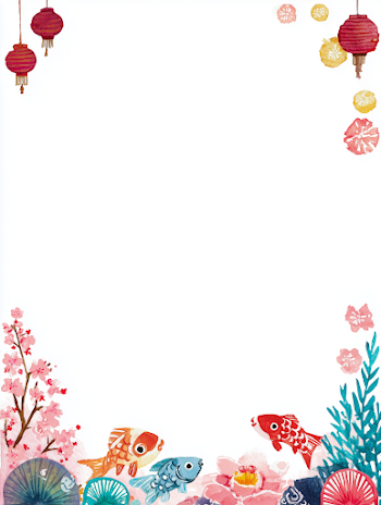 Kids' Japanese-Themed Letter Template with Hand-Drawn Art