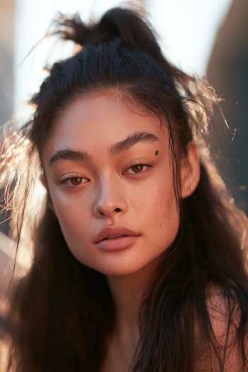 Lifelike Portrait of a Young Woman with Natural Beauty