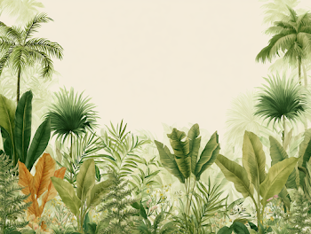 Lush Tropical Foliage Border in Watercolor Style