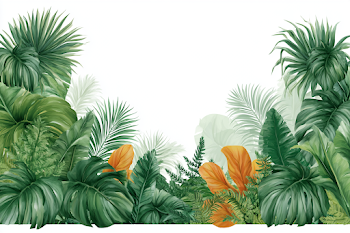 Lush Tropical Jungle Foliage Border