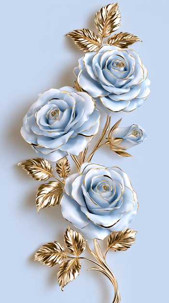 Luxurious Light Blue and Gold Floral Decor