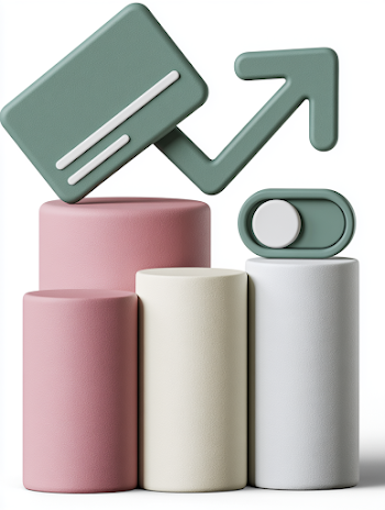 Minimalist 3D Financial Icons Composition