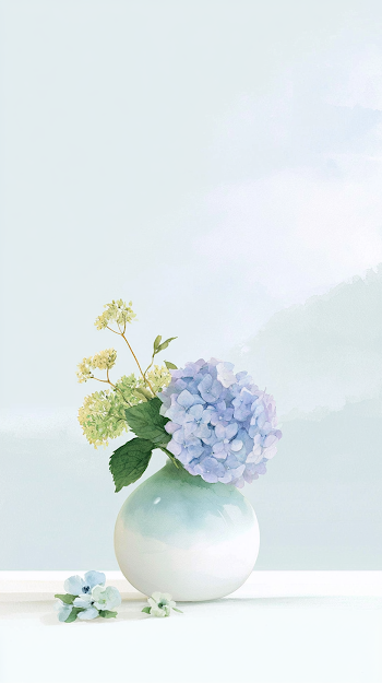 Minimalist Ceramic Vase with Soft Floral Arrangement