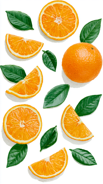 Minimalist Citrus Illustration with Fresh Oranges