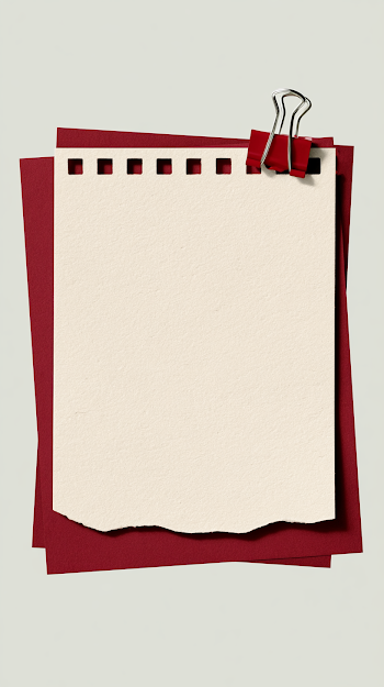 Minimalist Still Life of a Blank Notebook Page with Binder Clip