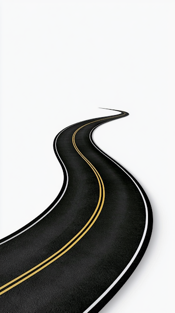 Minimalist Winding Asphalt Road