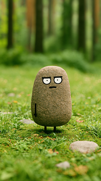 Minimalistic Stone Character in a Russian Forest