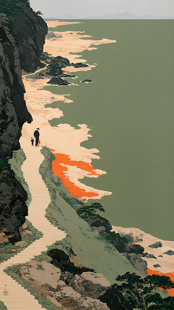 Mother and Child at the Cliff's Edge
