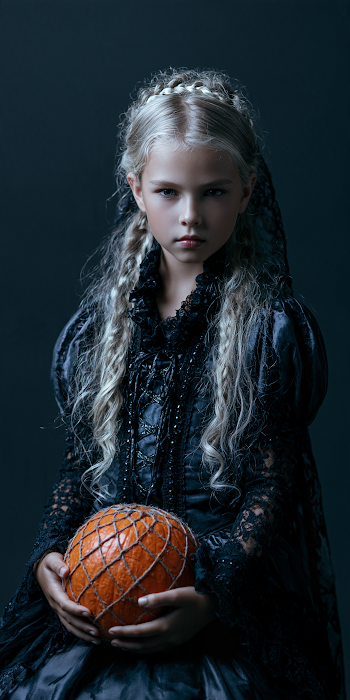 Mysterious Halloween Costume Portrait of a Child