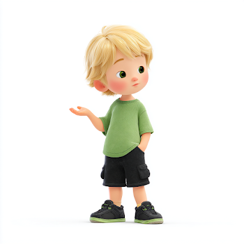 Playful Cartoon Boy with Blond Hair