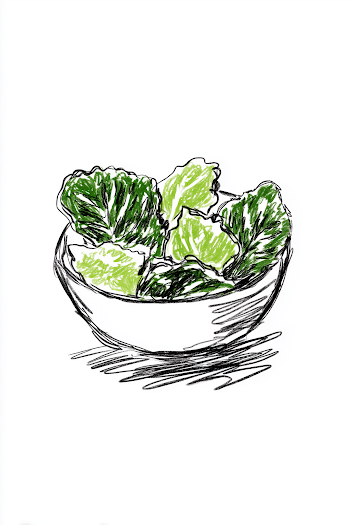 Playful Doodle of a Vegetable Bowl