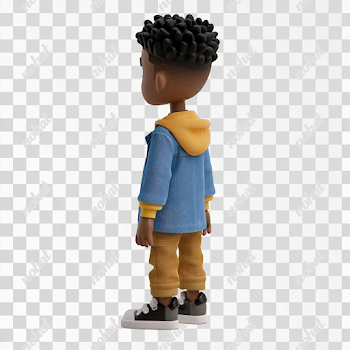 PNG 3D Black Boy Action Figure with Fade Haircut