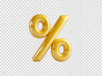PNG 3D Yellow Percentage Balloon on White Background