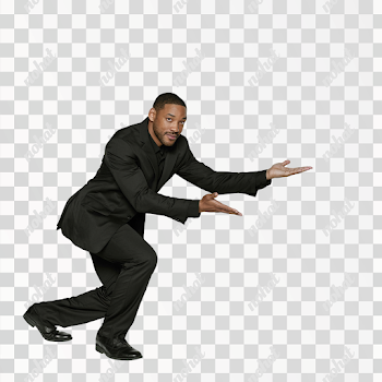 PNG: Confident Black Man in Suit Showcasing Something