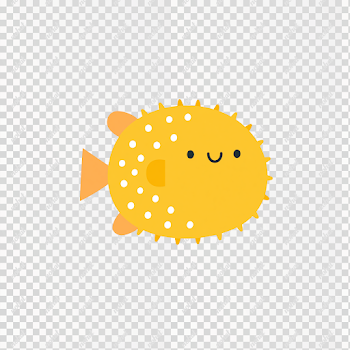 PNG Cute Yellow Pufferfish Illustration