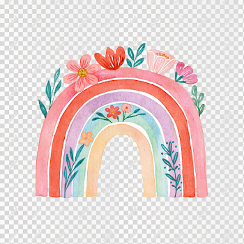 PNG Hand-Painted Watercolor Rainbow Clipart