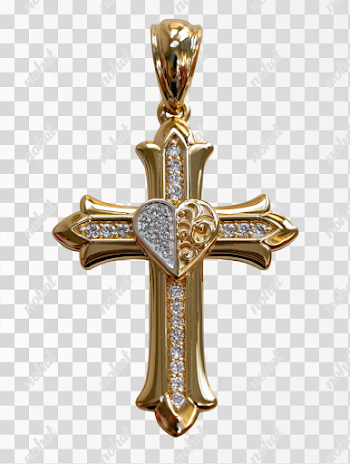 PNG High Detail Gothic Gold Cross Pendant