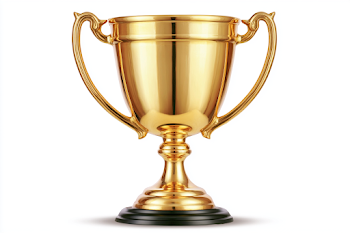 Polished Gold Trophy Cup on White Background