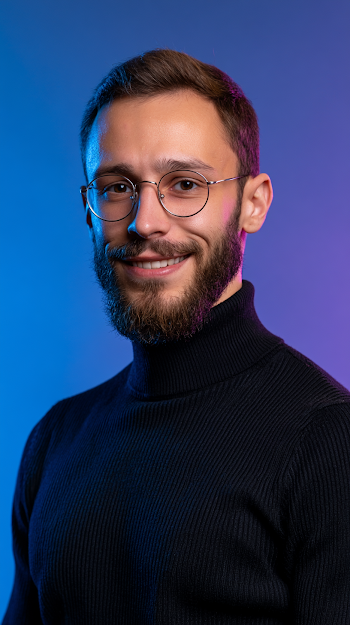 Professional Studio Portrait of Confident Young Man