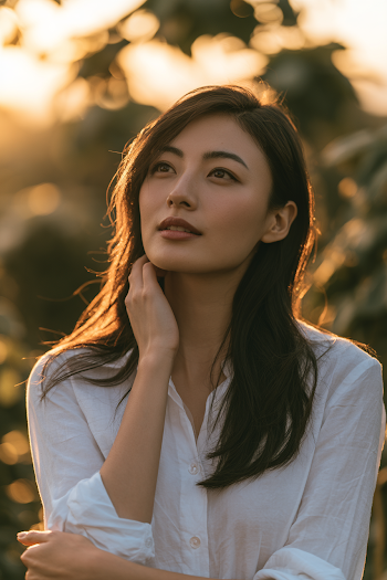 Radiant Young Asian Woman in Nature