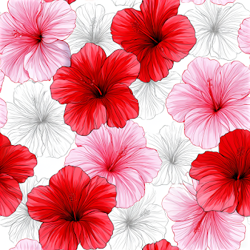 Seamless Tropical Floral Pattern with Hibiscus Flowers