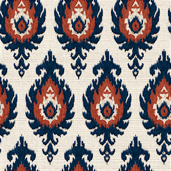 Seamless Uzbek Ikat Pattern with Paisley Motifs