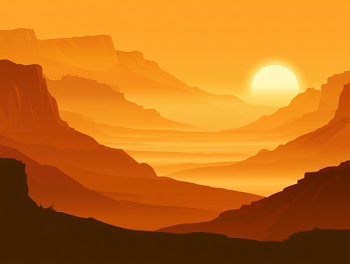 Serene Desert Sunset Landscape Illustration