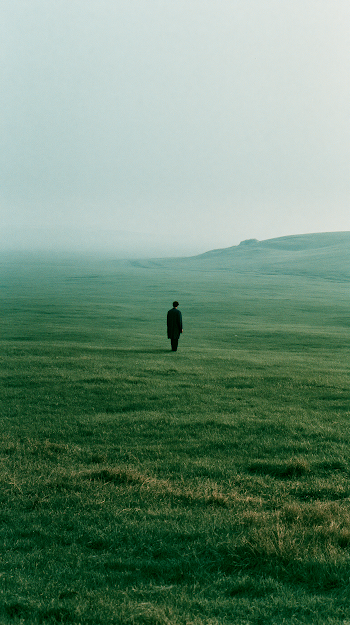 Solitary Figure in a Serene Meadow