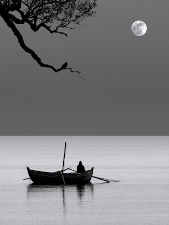 Solitary Serenity: Minimalist Black and White Fine Art