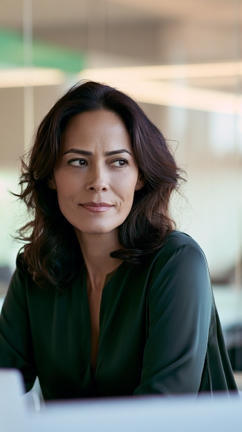 Sophisticated Brazilian Businesswoman in Modern Office