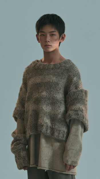 Stylish Chinese Youth in Layered Knitwear