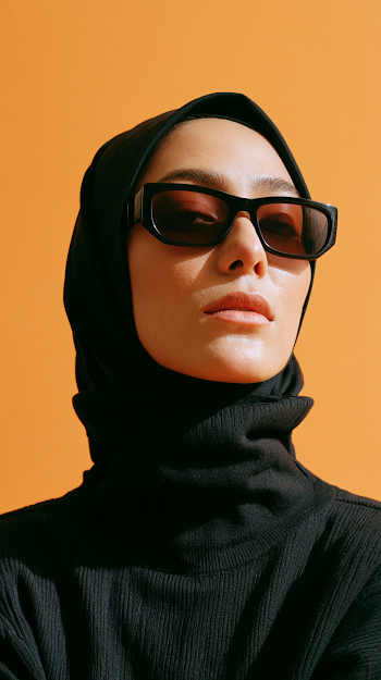 Stylish Muslim Woman in Futuristic Sunglasses