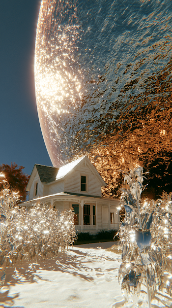 Surreal Vintage Farmhouse in Dreamlike Landscape