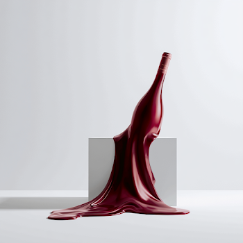 Surrealist Melting Burgundy Bottle