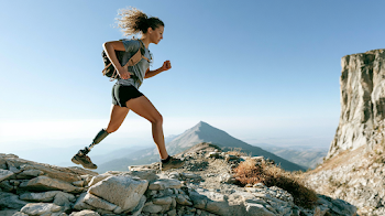 Trailblazing Spirit: Athletic Female Trail Runner with Prosthetic Leg