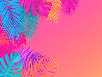 Vibrant Tropical Summer Background with Colorful Leaves