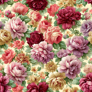 Vintage Floral Fabric Pattern with Peonies and Roses