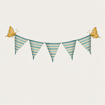 Vintage Minimalist Bunting with Butterflies