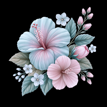 Watercolor Floral Corner Arrangement on Black Background