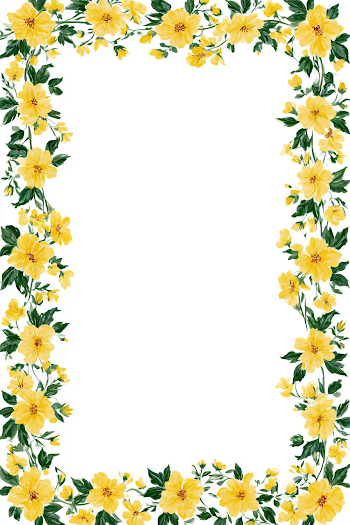 Watercolor Yellow Floral Border Clipart