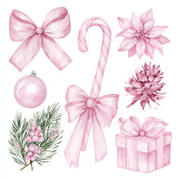 Whimsical Pink Christmas Elements for Children
