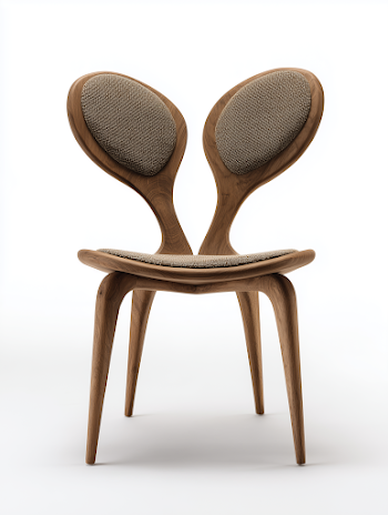 Zen-Inspired Wooden Chair with Fabric Backrest