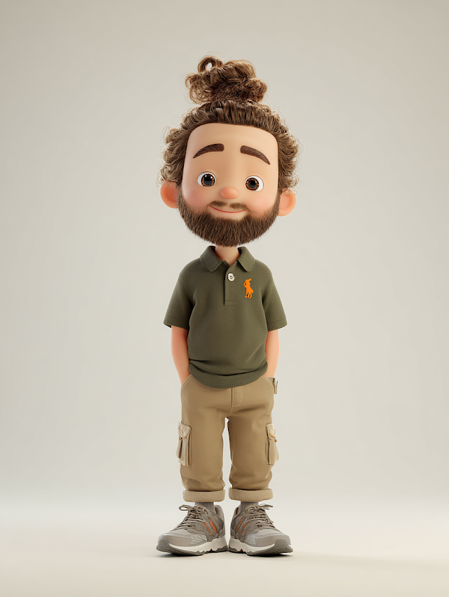 3D Animated Child Character with Curly Hair