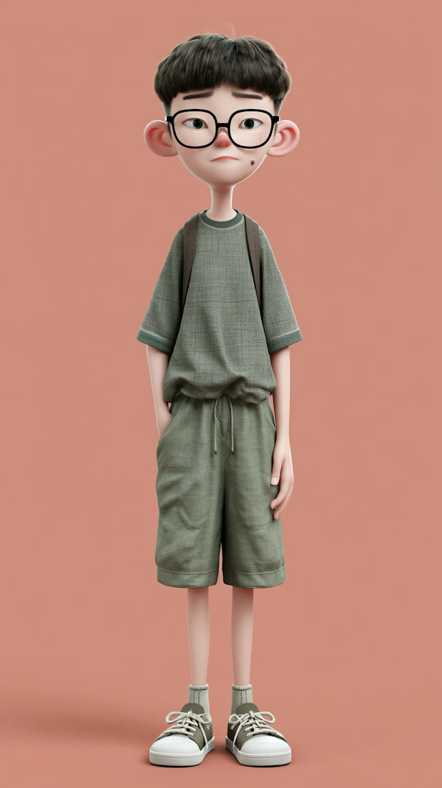 3D Animated Chinese Male High School Student Character