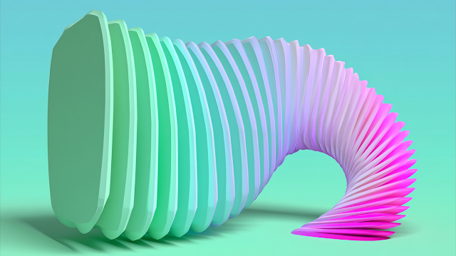 Abstract 3D Twisting Sculpture in Pastel Colors